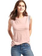 Gap Luxe Crochet Trim Muscle Tank - Milkshake Pink