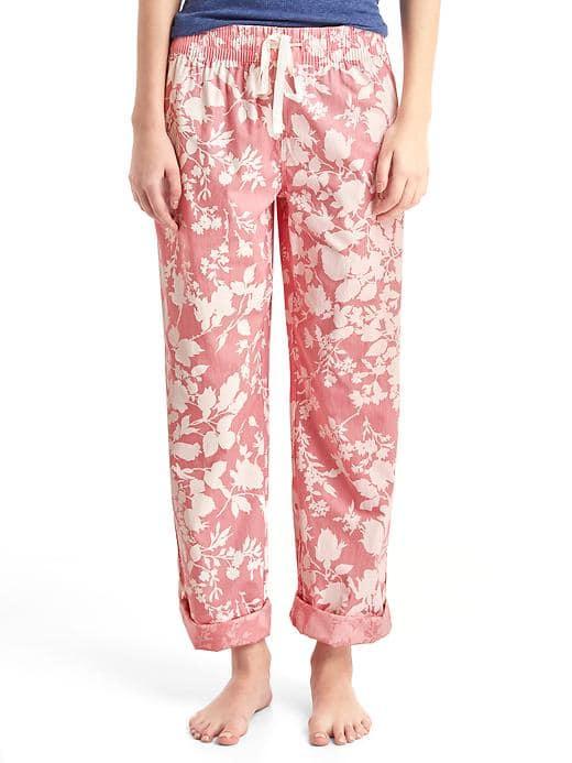 Gap Women Print Roll Tab Sleep Pants - Coastal Blooms Watermelon