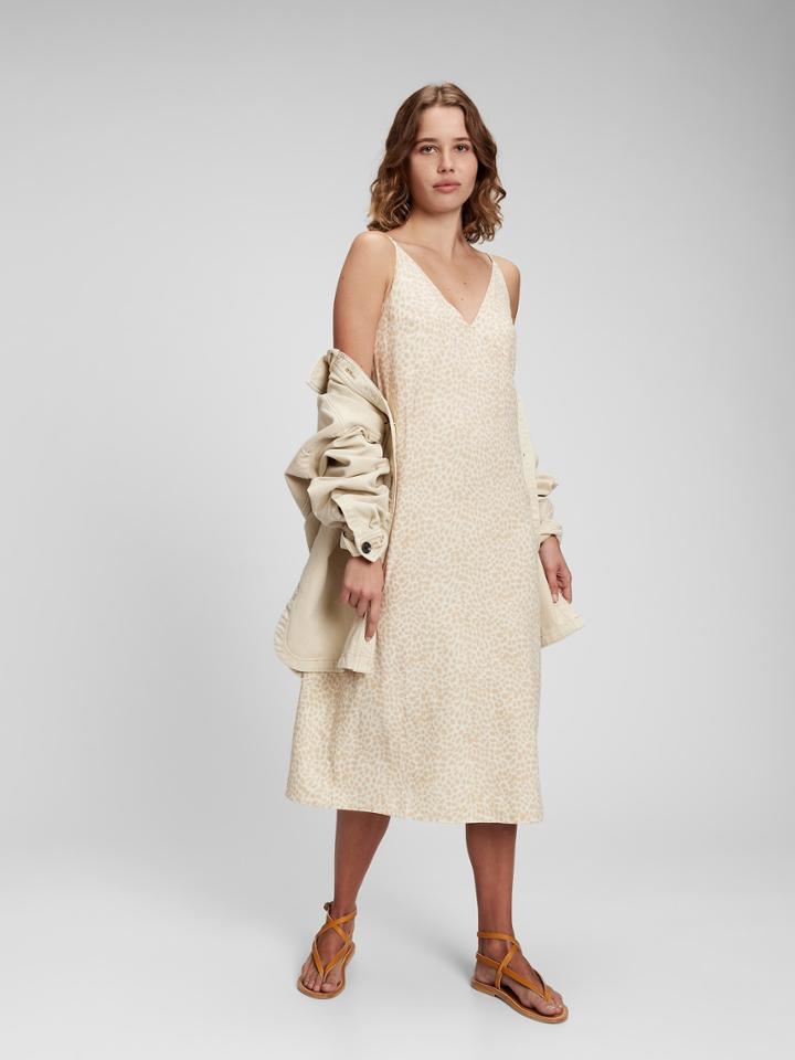 Linen Blend Cami Midi Dress