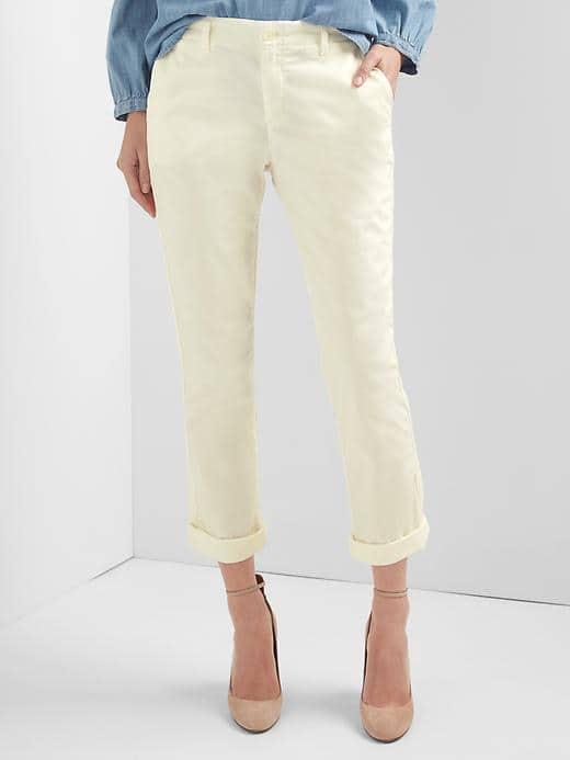 Gap Women Girlfriend Twill Stripe Chinos - Antique White