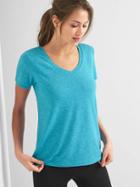 Gap Women Breathe V Neck Tee - Techno Blue