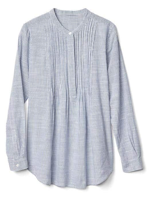 Gap Women Stripe Pintuck Popover - Blue Stripe