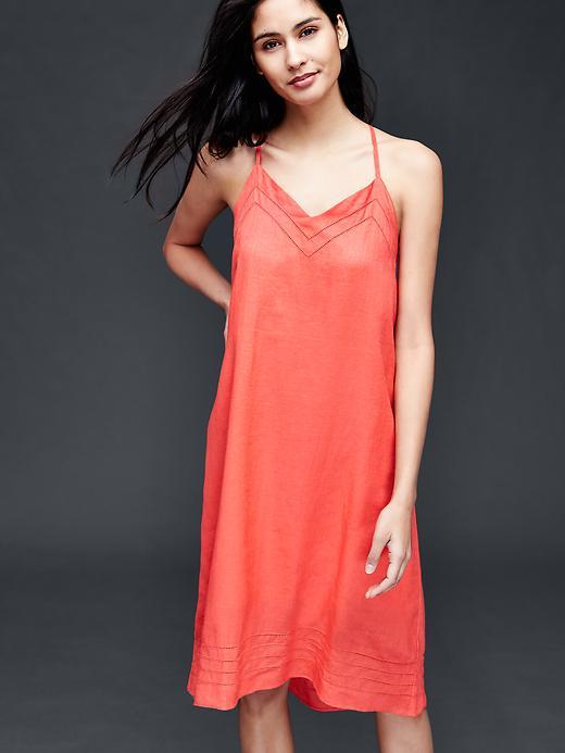 Gap Women Linen Cami Dress - Fire Coral