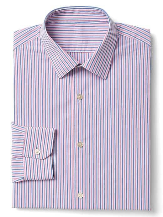 Gap Women Poplin Stripe Slim Fit Shirt - Blue & Pink Stripe