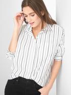 Gap Women Poplin Oversize Cocoon Shirt - Navy Stripe
