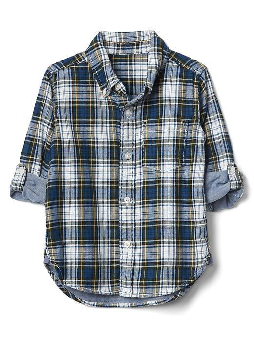 Gap Plaid Button Down Convertible Shirt - Festivus Green