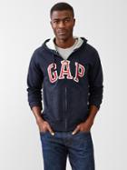 Gap Men Arch Logo Heavyweight Zip Hoodie - New Classic Navy