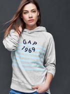 Gap Women Logo Stripe Pullover Hoodie - Heather Grey