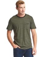 Gap Men Essential Stripe Pocket Tee - Green Stripe