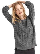 Gap Women Beaded Cable Knit Sweater - Charcoal