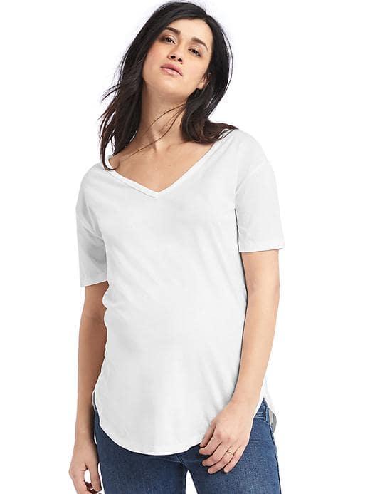 Gap Women Short Sleeve V Neck Vintage Wash Tee - White