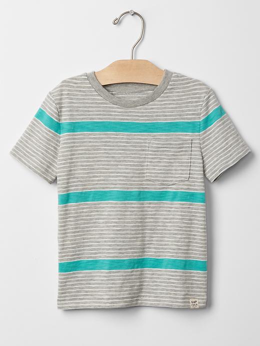 Gap Multi Stripe Pocket Tee - Light Heather Gray