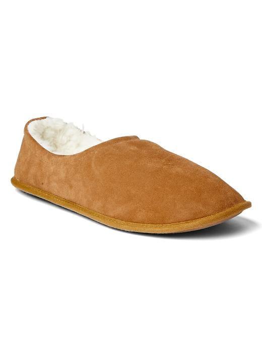 Gap Men Sherpa Lined Suede Slippers - Tan