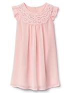 Gap Lace Neckline Flutter Dress - Light Pink