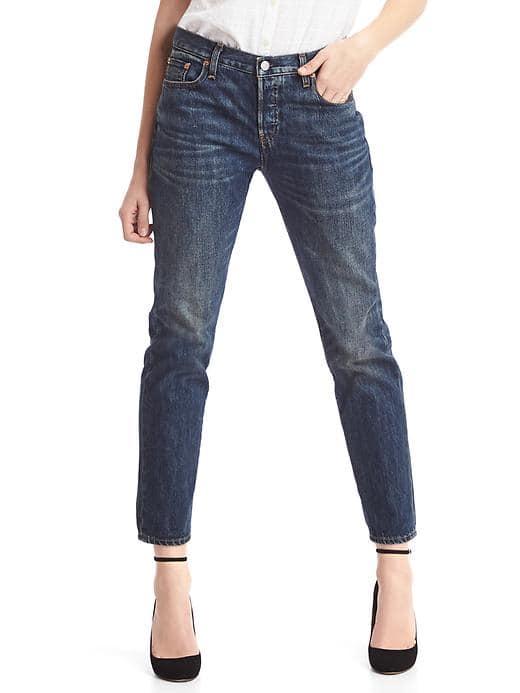 Gap Women Mid Rise Boyfriend Jeans - Dark Indigo