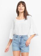 Gap Smocked Bell Sleeve Top - White