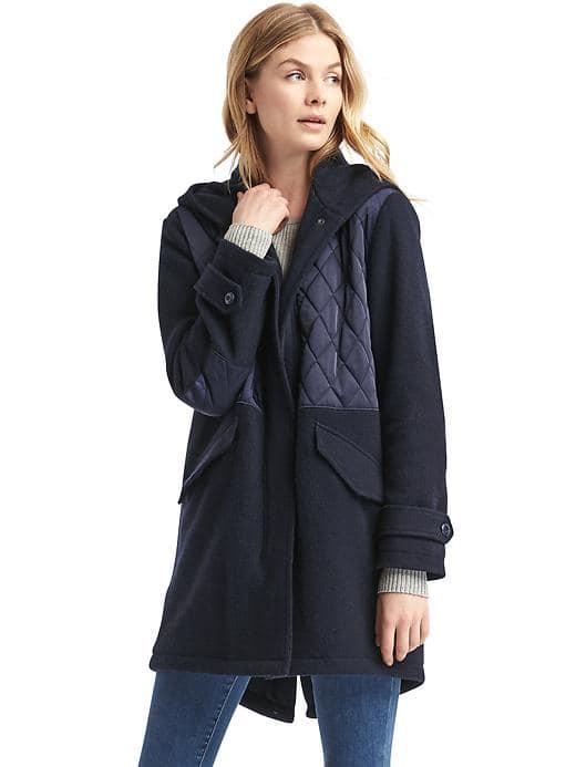 Gap Women Wool Blend Quilted Anorak - Dark Night