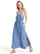 Gap Women Tencel Double Strap Maxi Dress - Medium Indigo