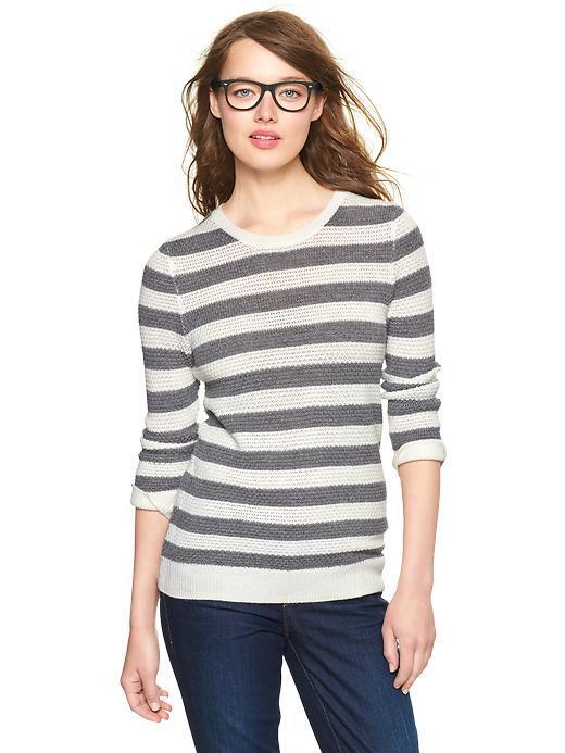 Gap Striped Tuck Stitch Pullover - Gray Stripe
