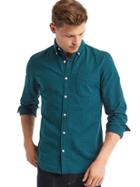 Gap Men Oxford Gingham Slim Fit Shirt - Dark Green