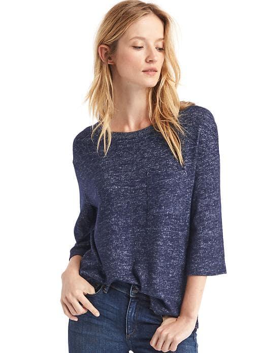 Gap Women Softspun Three Quarter Sleeve Top - Dark Night