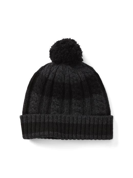 Gap Men Striped Cable Knit Beanie - Black Grey Stripe