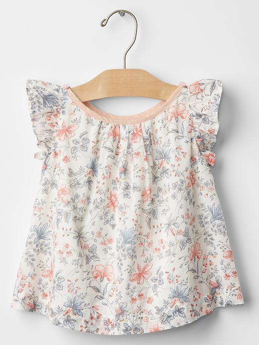 Gap Pastel Floral Flutter Top - White Floral Print