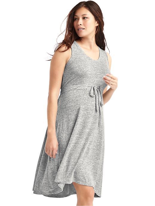 Gap Softspun Tie Waist Dress - Light Grey Marle