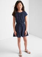 Gap Print Short Sleeve Peasant Dress - Light Blue/navy