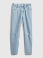 Kids High Rise Barrel Jeans With Washwell