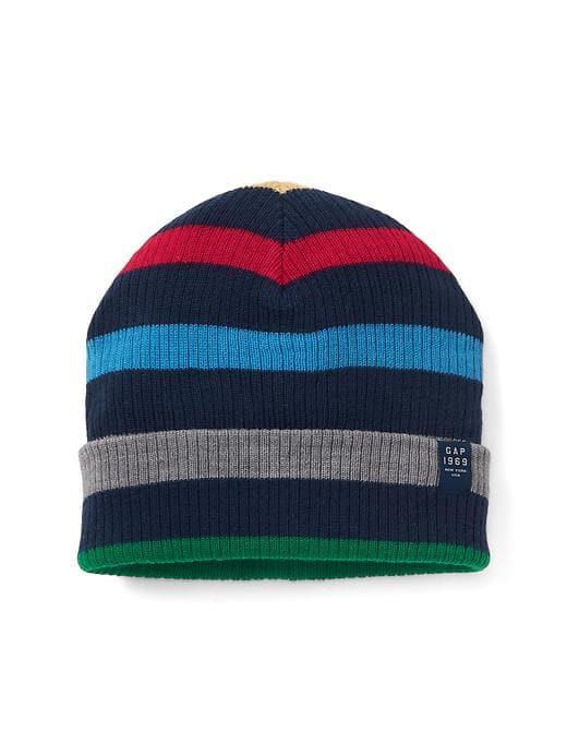 Gap Stripe Ribbed Beanie - Light Heather Gray