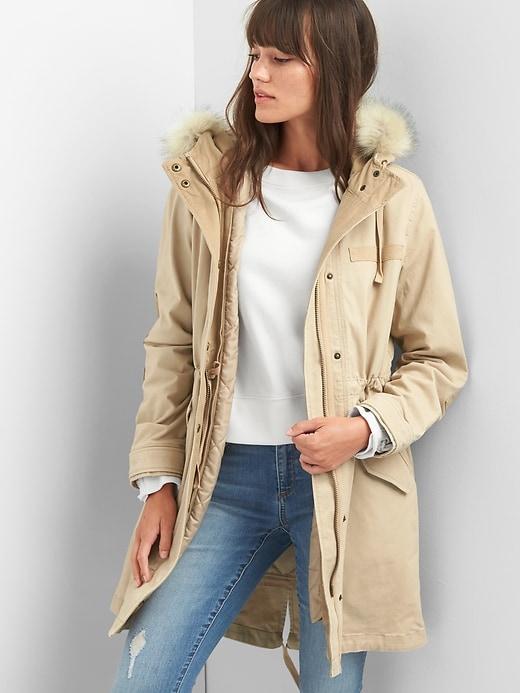 Gap Women 2 In 1 Quilted Parka - Golden Khaki