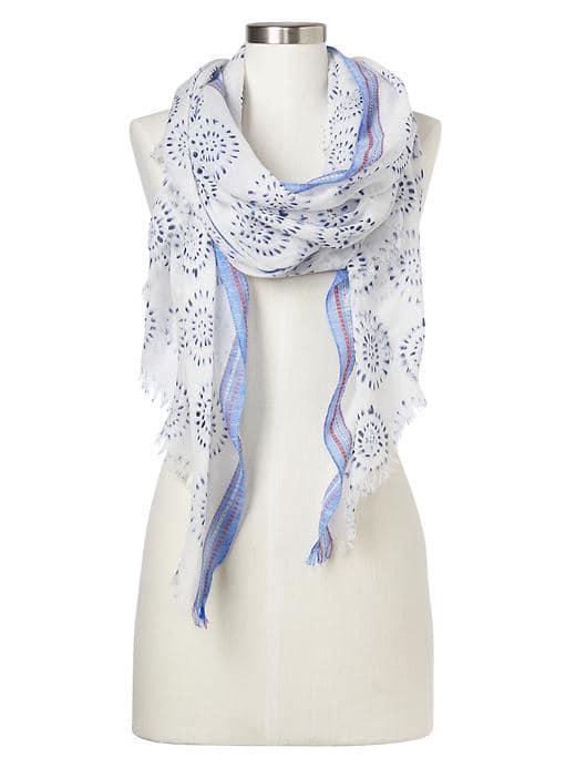 Gap Women Drapey Fringe Shibori Scarf - White