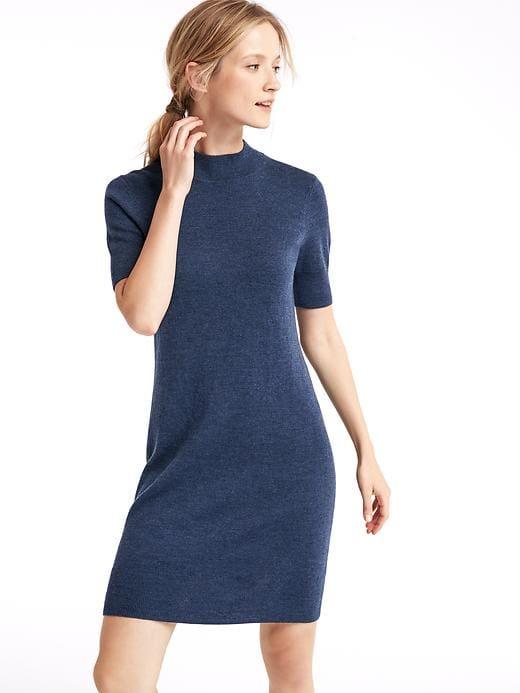 Gap Women Merino Wool Mockneck Sheath Dress - Indigo