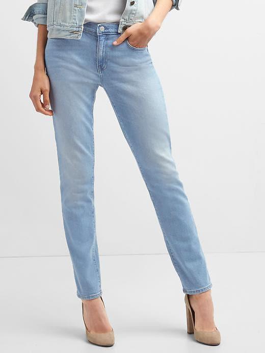 Gap Mid Rise Real Straight Jeans - Light Indigo