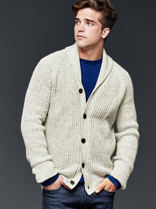 Gap Men Marled Shawlneck Cardigan - Gray Multi
