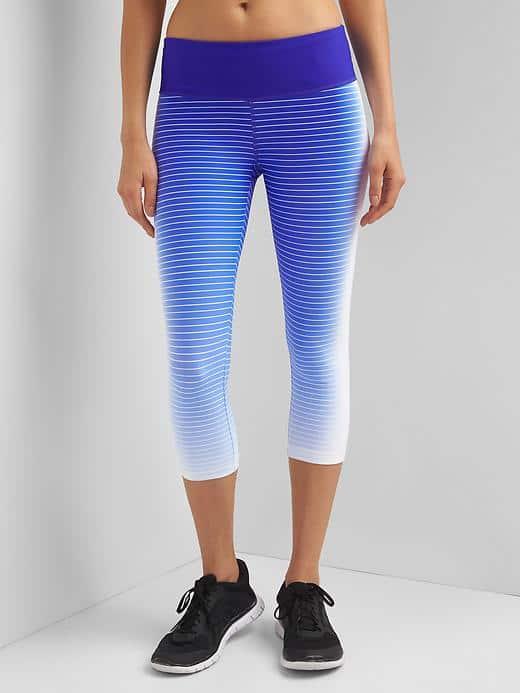 Gap Women Gfast Cross Train Gradient Stripe Capris - Side Gradient Light Bl