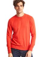 Gap Men Cotton Crewneck Sweater - Orange