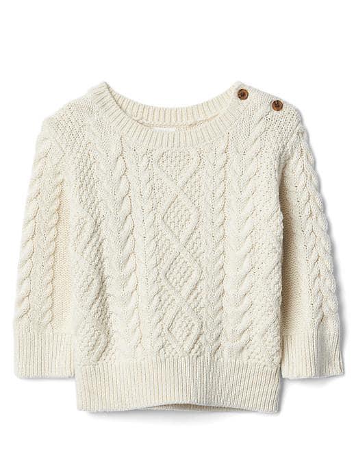 Gap Cable Knit Button Sweater - French Vanilla