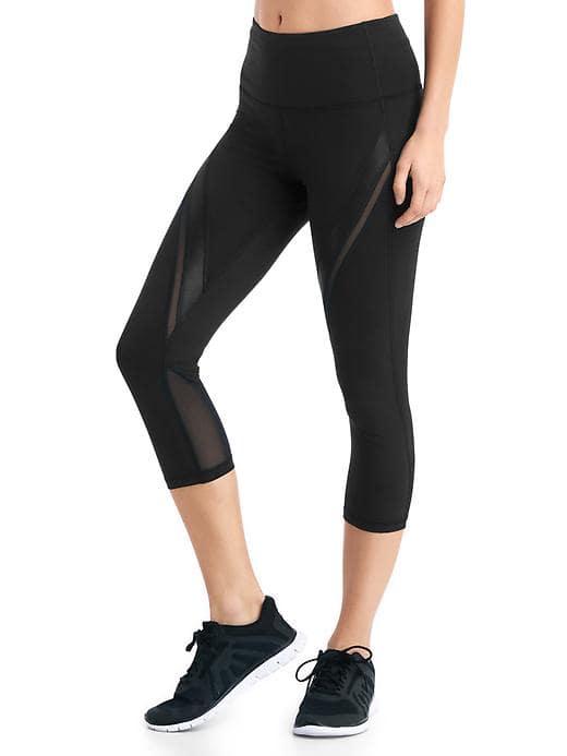 Gap Women Gapfit Blackout Shine Ribbon High Rise Capris - True Black