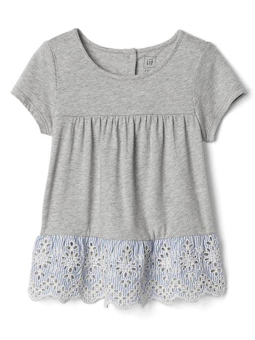 Gap Eyelet Peplum Shirred Top - Light Heather Gray