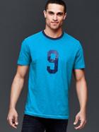Gap Men Athletic Number Graphic Crew T Shirt - Blue Harmony
