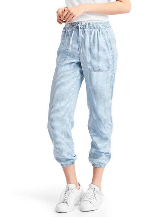 Gap Women Tencel Railroad Stripe Utility Joggers - Railroad Stripe