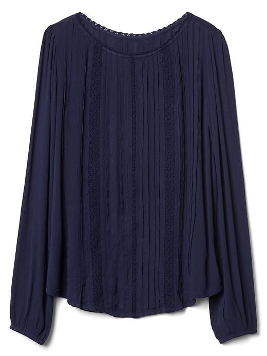Gap Women Pretty Lace Pintuck Blouse - Dark Night