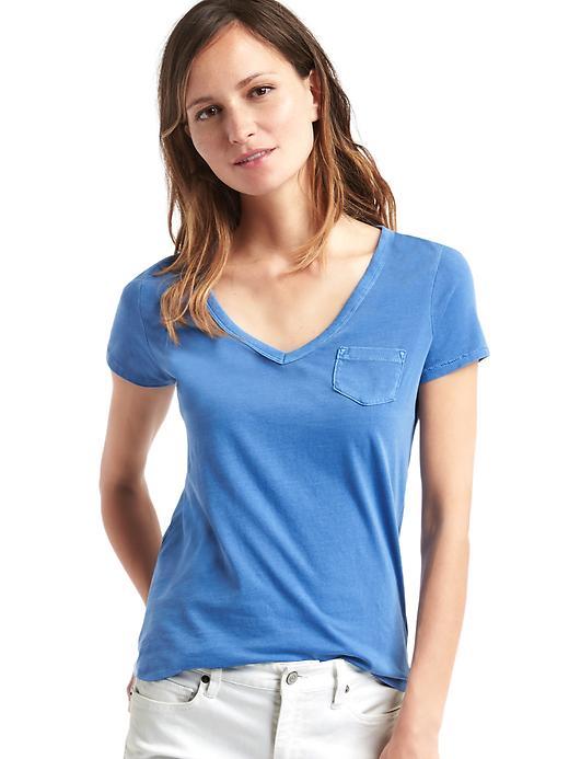 Gap Vintage Wash V Neck Tee - Peninsula Blue