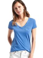 Gap Vintage Wash V Neck Tee - Peninsula Blue