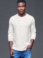 Gap Men Solid Slub Henley - New Off White