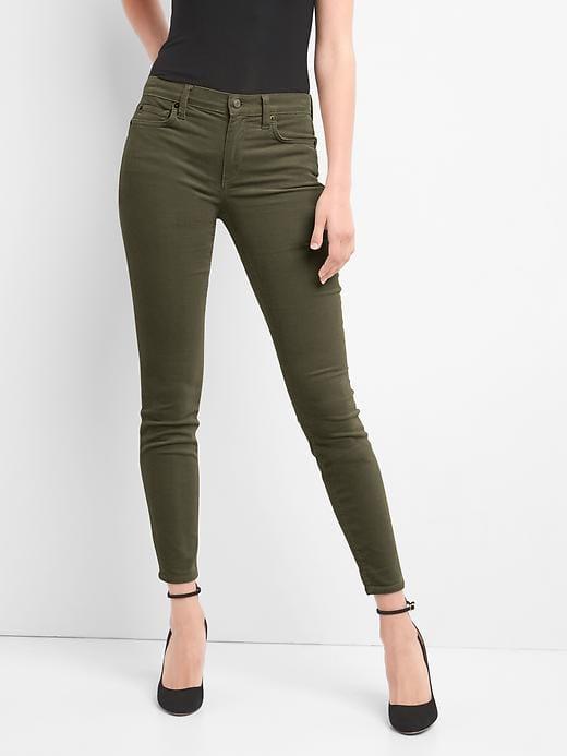 Gap Women Mid Rise True Skinny Cords - Black Moss