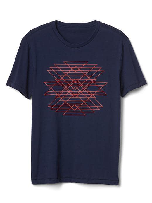 Gap Men Geometric Line Graphic Crewneck Tee - Tapestry Navy