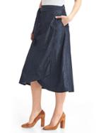 Gap Women Denim Midi Wrap Skirt - Rinse